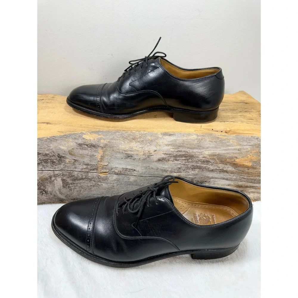 Johnston & Murphy Aristocraft Mens 9 N Black Leather Cap Toe Oxford Shoes USA